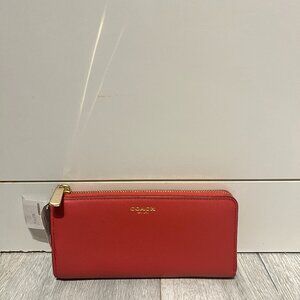NWT Coach Slim Zip Saffiano Leather Long Wallet LOGANBERRY 